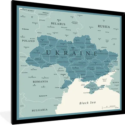 Produktbild von MuchoWow® Gerahmtes Poster Illustration der Ukraine mit einem Rahmen 40x40 cm - Poster mit Schwarzem Bilderrahmen Wandposter Rahmen Foto Bilder - Mit Rahmen - Wanddekoration Schlafzimmer
