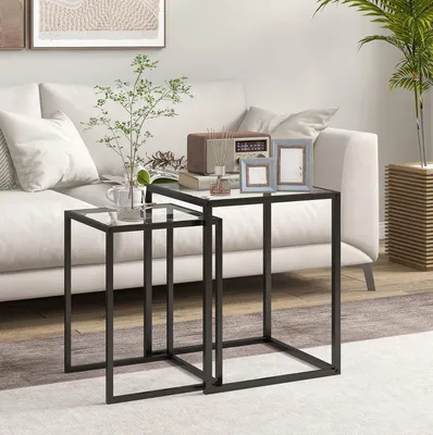 Produktbild von 2er Set Couchtisch, Beistelltisch stapelbarer Nachttisch Couchtisch mit Beinen, Modern für Wohnzimmer
