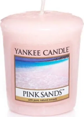 Zdjęcie produktu dla Yankee Candle Votive Pink Sands, Okrągły, Różowy, Wanilia, 1 szt.