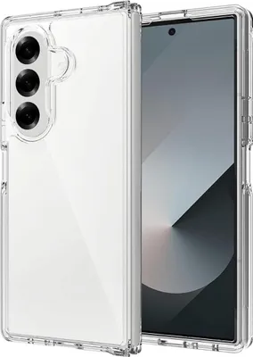 A clear protective case for a Samsung Galaxy Z Fold 5G phone is shown from a slightly angled front view.