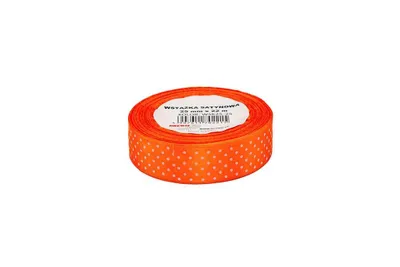 Image de Ruban de satin à pois orange 25mmx22m