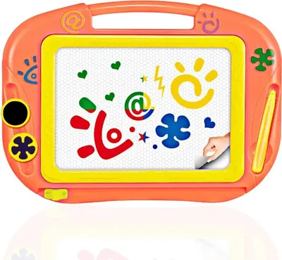 Produktbild von Zaubertafel Kinder Maltafel mit Magnetische Stempel, Verdicktes Lerntafel Reißbrett Kindergeschenk für Kinder ab 2 ab 3 (Orange)