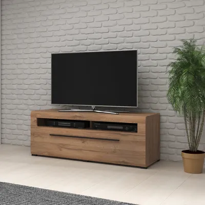 Produktbild von Masseno TV-Schrank TULLIA 140 cm Fernsehschrank mit 2 Schubladen TV-Lowboard für Wohnzimmer Modern 140x50x52 cm Eichefarben / Eichefarben