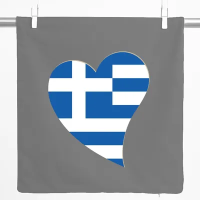 Produktbild von Huuraa Kissenbezug Griechenland Flagge Herz 40x40cm Steel Grey Baumwolle Dekokissenbezug Geschenkidee