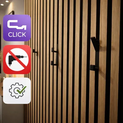 Produktbild von Click System Paneel Haken für Akustikpaneele - modern - Montage OHNE Bohren - Einzelhaken - Panel Hook