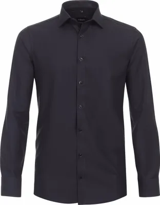 Produktbild von VENTI Herren Businesshemd Langarm Kent Modern-Fit Twill Schwarz 40