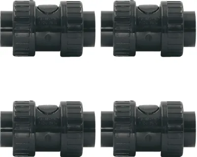 Produktbild von HAF 4x PVC Rückschlagventil Grau mit 50mm | Klebemuffe x Klebemuffe | Kegelrückschlagventil aus grauem PVC | PN16 für Rohr, Verrohrung & Teich