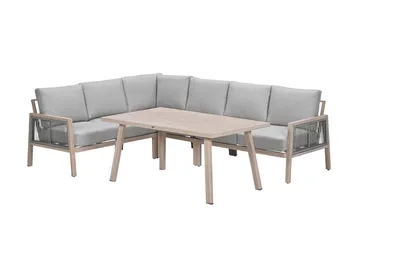 Produktbild von Garden Impressions Decala Lounge-Dining Set - 5-teilig - light oak look - sand - desert sand