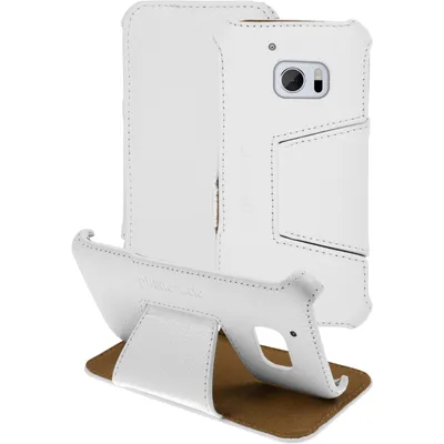 Produktbild von PhoneNatic Echt-Lederhülle kompatibel mit HTC 10 - Leder-Case weiß + Glasfolie