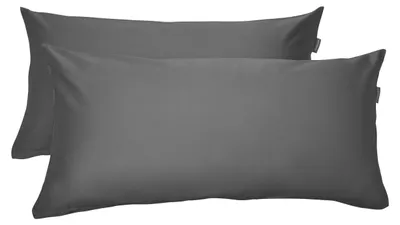 Produktbild von SCHIESSER Kissenhüllenset Ella | Baumwollsatin | 2-teilig | Unifarben | 100% Baumwolle | Seidig glatt | 40x80 cm | Dunkelgrau