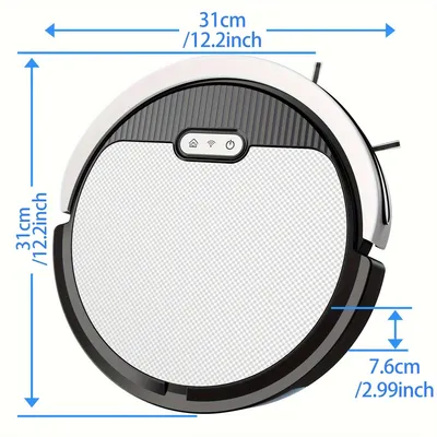 Imagen del producto de Aspiradora robot con alta potencia de succión, conexión WiFi y control mediante aplicación, ideal para hogares con mascotas