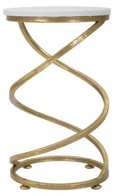 Immagine prodotto di Tavolinetto Spiral Marble in ferro e resina effetto marmo – Ø 27,5 x H 47,5 cm