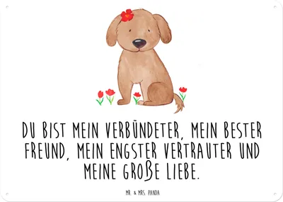 Produktbild von Mr. & Mrs. Panda Wandbild Hund Dame DIN A3 - Weiß - Geschenk, Magnetschild, Hundeliebe, Schild, Hunde, Türschild, Metallschild, tafel, Niedlich, Liebe, Sprüche