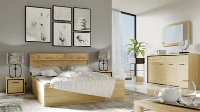 Obrázek produktu pro Ložnicová sestava s postelí 160x200 SUCRE 1 - ořech hikora / dub