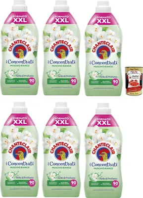 Produktbild von Chante Clair, I Concentrati Ammorbidente Sublime Muschio Bianco weiße Moschus Weichspüler 1800ml lang anhaltender Duft 70 Wäschen Waschmittel, 6x 1800 + Italian Gourmet polpa 400g