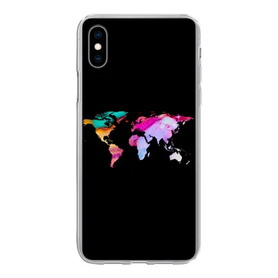 Produktbild von MuchoWow® Handyhülle Schutzhülle Hülle für iPhone Xs Weltkarte - Farbe - Aquarell Silikon Softcase Handy Hülle - Handytasche