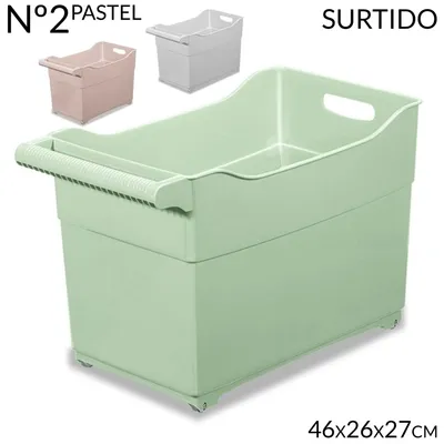 Obrázok produktu pre Úložný kôš na kolieskach - Vrg2 - Stohovateľný - Plastový - Univerzálne použitie - 46 × 26 × 27 cm - Odnímateľné kolieska - 1 kus