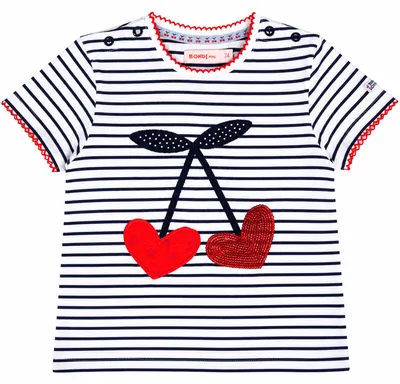 Produktbild von BONDI Baby Kinder T-Shirt "Cherry" 86590  Weiß / Navy - Kurzarmshirt Größe: 92