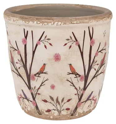 Produktbild von Clayre & Eef Blumentopf Ø 14x13 cm Beige Braun Keramik Zweigen