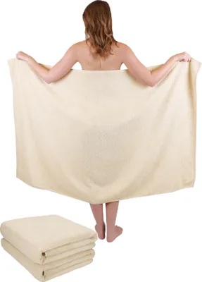 Produktbild von Betz 3-tlg. Set XXL Badetuch 100 x 160 cm DRESDEN Badetücher Saunatuch 100% Baumwolle  Farbe sand