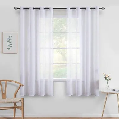 Obrázek produktu pro Elegantní průsvitné záclony do ložnice a obývacího pokoje - 2 kusy, rozměry 140 x 122 cm