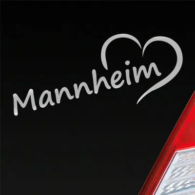 Produktbild von Auto Aufkleber Mannheim Herz Heart Stadt City Liebe Love 20x8 cm Silber Sticker Heckscheibenaufkleber