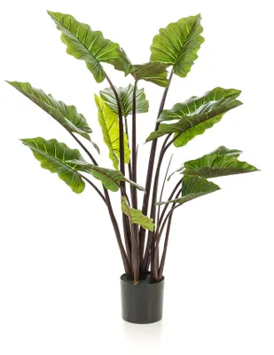 Image de Green boutiQ - Plante artificielle - Colocasia Pink China - Olifantsoor - 130 cm - Vert - Sans entretien - Haute qualité