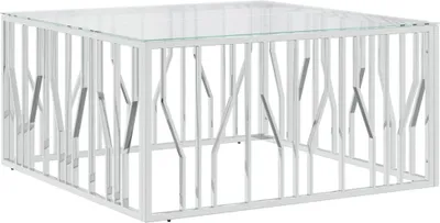Produktbild von vidaXL Couchtisch 100x100x50 cm Edelstahl und Glas