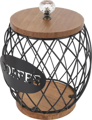 Zdjęcie produktu dla Pojemnik na kapsułki z kawą w kształcie owocu Stylowy pojemnik na kapsułki z kawą z drewnianą pokrywką Home Decor Czarny