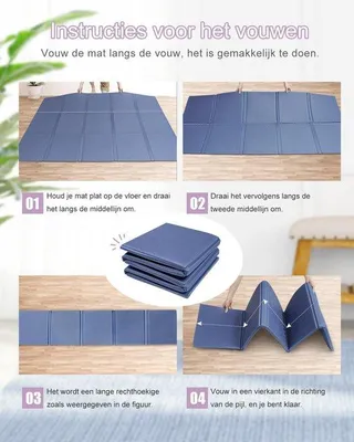 Zdjęcie produktu dla Składana mata do jogi XXL, 200 x 130 cm, antypoślizgowa, wykonana z TPE, mata sportowa o grubości 5 mm / 10 mm, z torbą do przenoszenia, idealna do ćwiczeń w domu, podróży i pilatesu