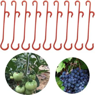 Produktbild von Famanu Tomatenhaken Set 100 Stück - J-förmige Pflanzenhaken für Tomaten, Gurken und Kletterpflanzen