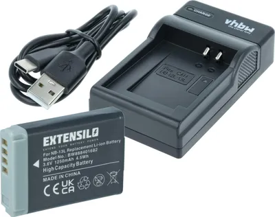 Produktbild von EXTENSILO Ladezubehör-Set kompatibel mit Canon Vixia Mini X Kamera - 1x Ladeschale, 1x Akku, 1x USB-A / USB-C Kabel