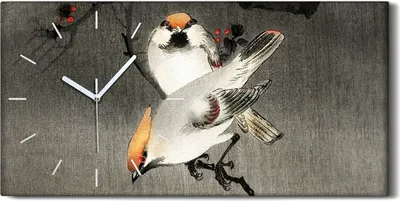 Produktbild von Dekor Leinwand Uhr Wandbilder 60x30 Malerei Asiatischer Zweig Tiere Vögel Kunst - weiße Hände