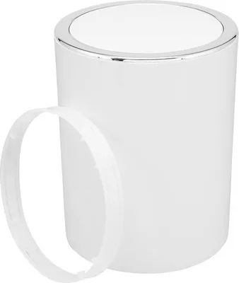 Produktbild von Savona Badezimmerserie – Kosmetikbehälter mit Klappdeckel, Badewanne, Abfalleimer, Kunststoff (weiß, rund)