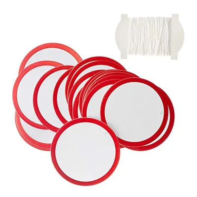 Produktbild von 24 rote & weiße Rundpapieranhänger