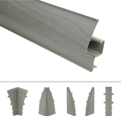 Produktbild von LEMAL Sockelleisten und Zubehör - PVC Fußleisten 60x15mm mit Kabelkanal - (1 Verbinder, VB.8602 Holzoptik grau) Bodenleiste Teppichleiste Sockel