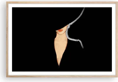 Produktbild von Gerahmtes Poster - Rahmen in heller Eiche - Schwarz Frau Hut - 91,5x61 cm - Wand Bild - Wanddeko - Wandbilder - Kunstposter - Wandposter - Bilderrahmen - Bilder - Kunstdruck - Wandbild P2NAA91x61-4341