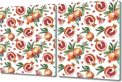 Produktbild von Glas-Herdabdeckplatte Glaskeramikkochfeld-Abdeckung Spritzschutz - 2x 40x52 cm - Blumen und Früchte