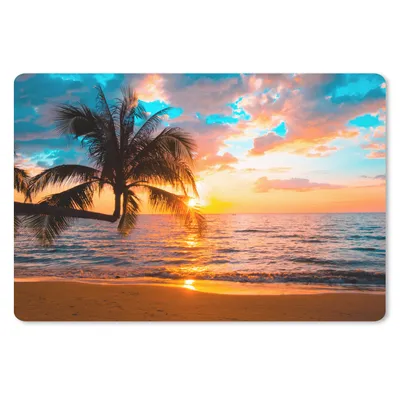 Produktbild von MuchoWow® Schreibtischunterlage Palme - Sonnenuntergang - Horizont - Strand - Meer - Tropisch 60x40 cm - XXL Mauspad - Großes Mauspad