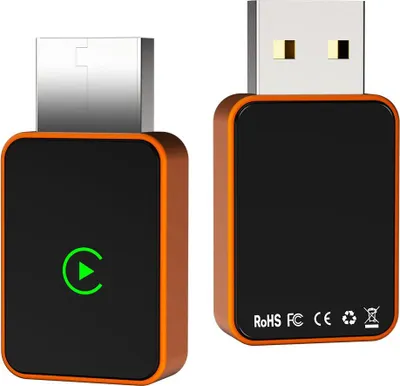 Produktbild von INF Kabelloser CarPlay Adapter: Kabelgebundene zu kabelloser Konverter Bluetooth 5.3 Orange