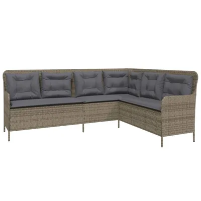 Immagine prodotto di vidaXL Divano da giardino a L con cuscini in poly rattan grigio