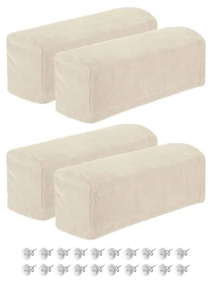 Imagen del producto de 4 fundas elásticas para reposabrazos de chenilla en color crema