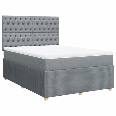 Produktbild von Boxspringbett mit Matratze Hellgrau 160x200 cm Stoff