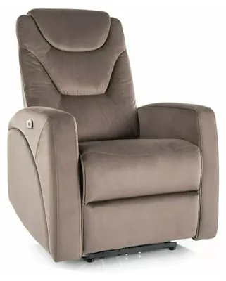 Image de Fauteuil relax électrique en velours - Gamme Kronos - Beige cappuccino