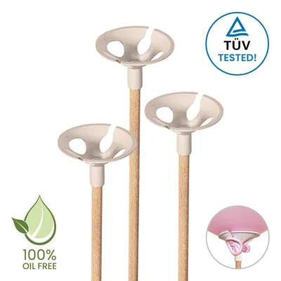 Produktbild von 100 Ballonstäbe Luftballonstäbe Holz - 30 cm 2-teilig mehrfach verwendbar - Holzstäbe für Ballons Ballontragestäbe Ballonhalter
