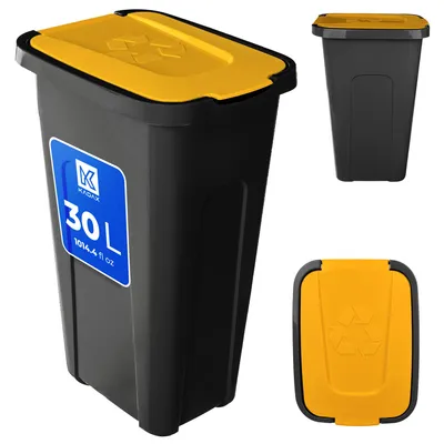 Image de Poubelle KADAX pour le tri sélectif, 30 l, avec couvercle, jaune