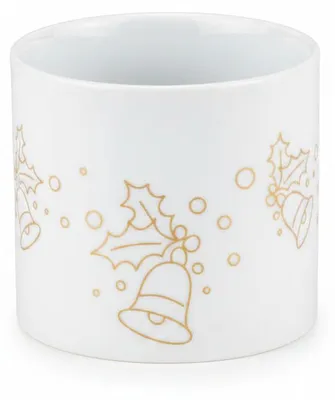 Produktbild von Weihnachtliches Teelichtglas aus Porzellan, Glockenform, weiß – Sompex