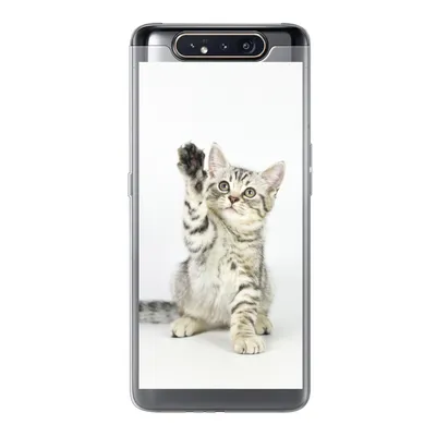 Produktbild von MuchoWow® Handyhülle Schutzhülle Hülle für Samsung Galaxy A80 Kätzchen - Pfote - Weiß - Mädchen - Kinder - Jungen - Kind Silikon Softcase Handy Hülle - Schutzdeckel