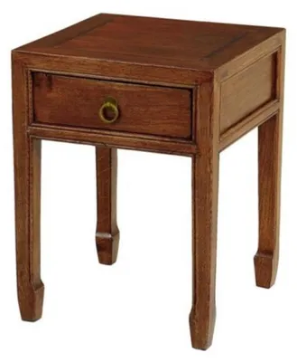 Produktbild von Casa Padrino Luxus Art Deco Designer Beistelltisch aus Eichenholz und Messing in antiker Eiche und antikem Messing 40 x 40 x H. 53 cm