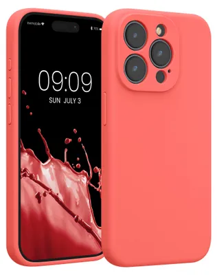 Produktbild von kwmobile Hülle kompatibel mit Apple iPhone 15 Pro - Hülle Silikon gummiert - Handyhülle - Handy Case in Neon Koralle